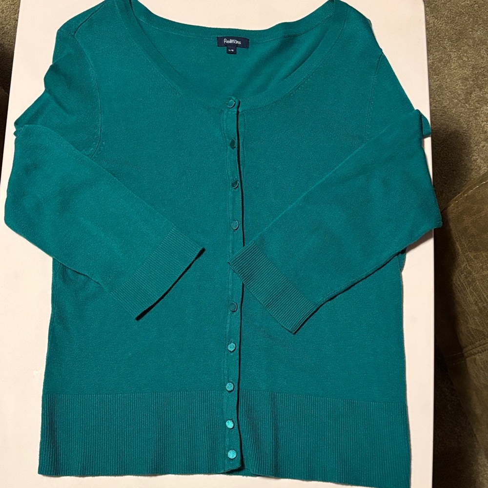 Green Cardigan with covered button detail